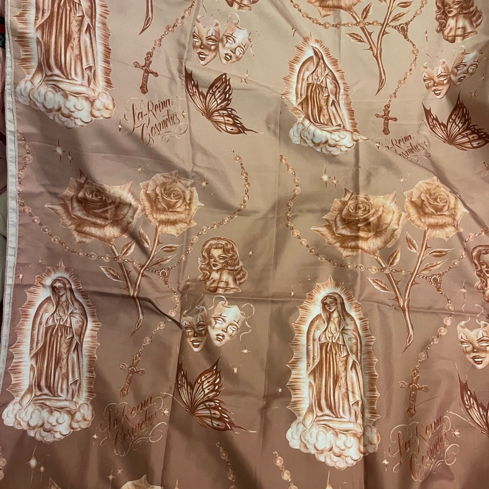 Brown Religious Themed Fabric